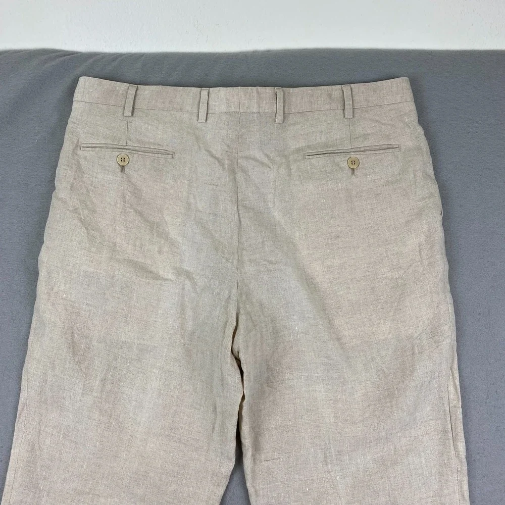 Brioni Cannes Dress Pants Linen Mens 36x31 Linen Flat Front Straight Leg NEW